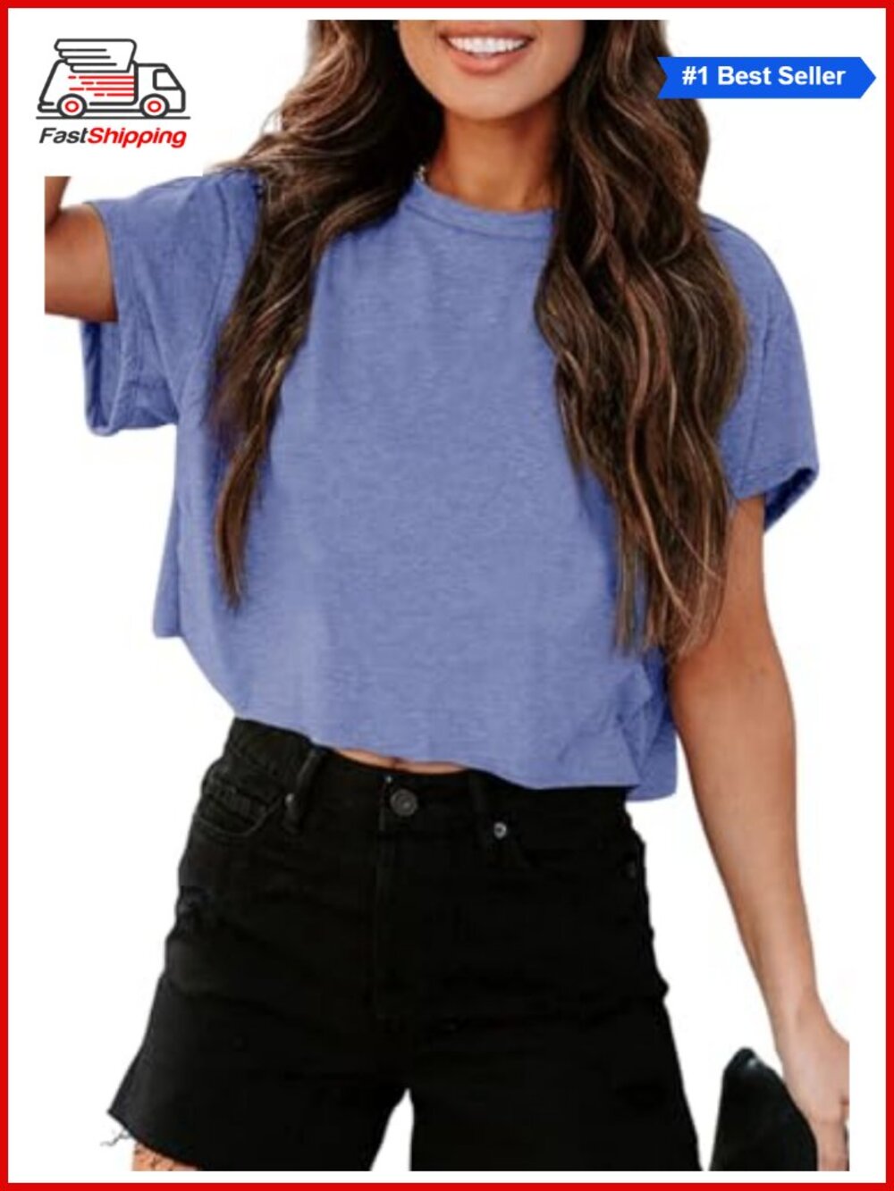 ✨ Tankaneo Women Short Sleeve Cropped T-Shirt Crew Neck Top Summer Basic Tee